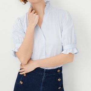 Ann Taylor Ruffle Button Top - brand new!